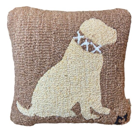 Chandler Four Corners Gold Labrador Dog Small Hand Hooked Square Accent Pillow - Picture 1 of 11